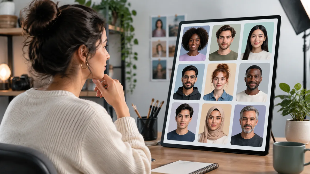 AI UGC Ads Creator selecting a digital avatar for social media marketing